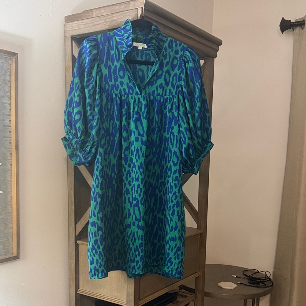 Jade Blue and Green Animal Print Dress